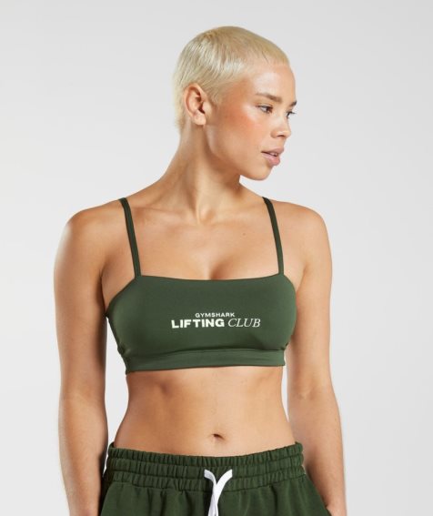 Women's Gymshark Social Club Bandeau Sports Bra Olive | NZ 2TWAFC